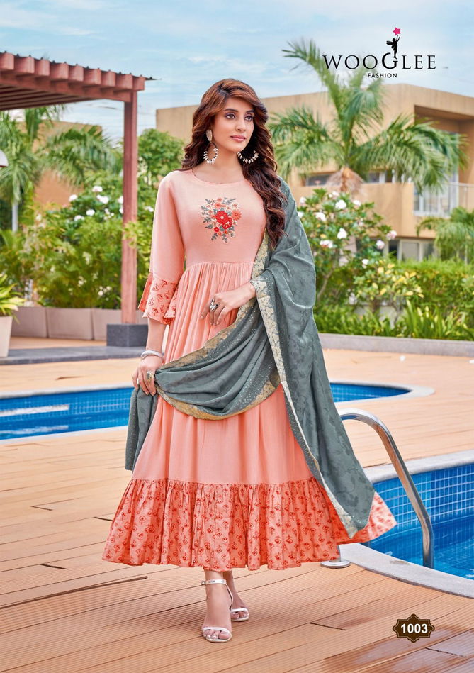 Wooglee Aaradhya Wholesale Anarkali Long Kurti With Dupatta